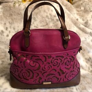 Tignanello Deep pink leather cut out dome bag